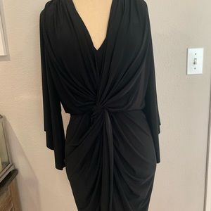 MISA los angeles Black V neck mini dress